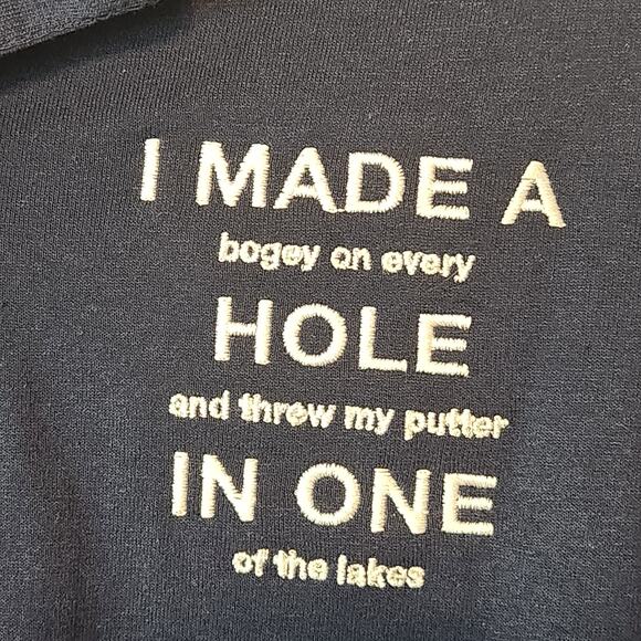 NWT Golf Navy Novelty Embroidered Polo Hanes Eco-Smart Shirt Men's XL - Picture 4 of 7